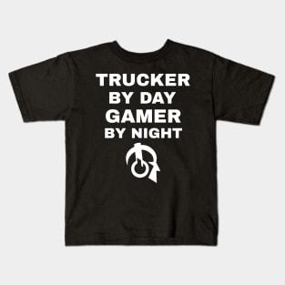 Trucker By Day Gamer By Night Kids T-Shirt